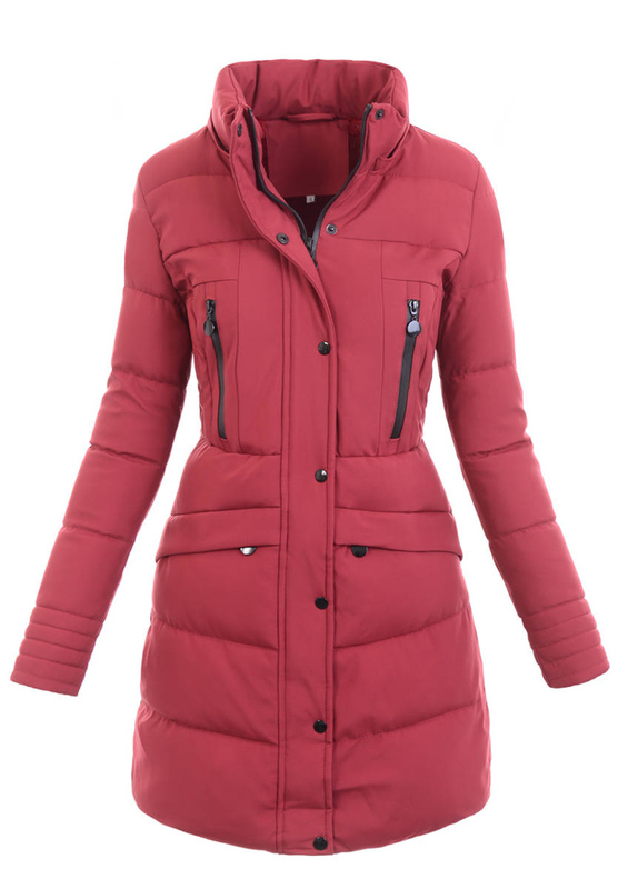 Damska Zimowa Kurtka Bordowa