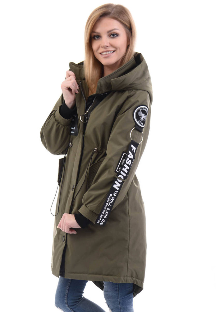 Damska Parka Wiosenna Zielona