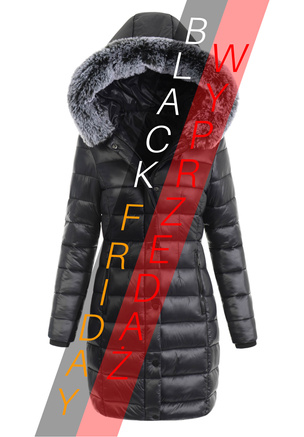 Damska Zimowa Ortalionowa Kurtka Czarna