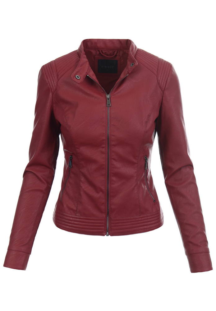 Damska Kurtka Ramoneska Bordowa