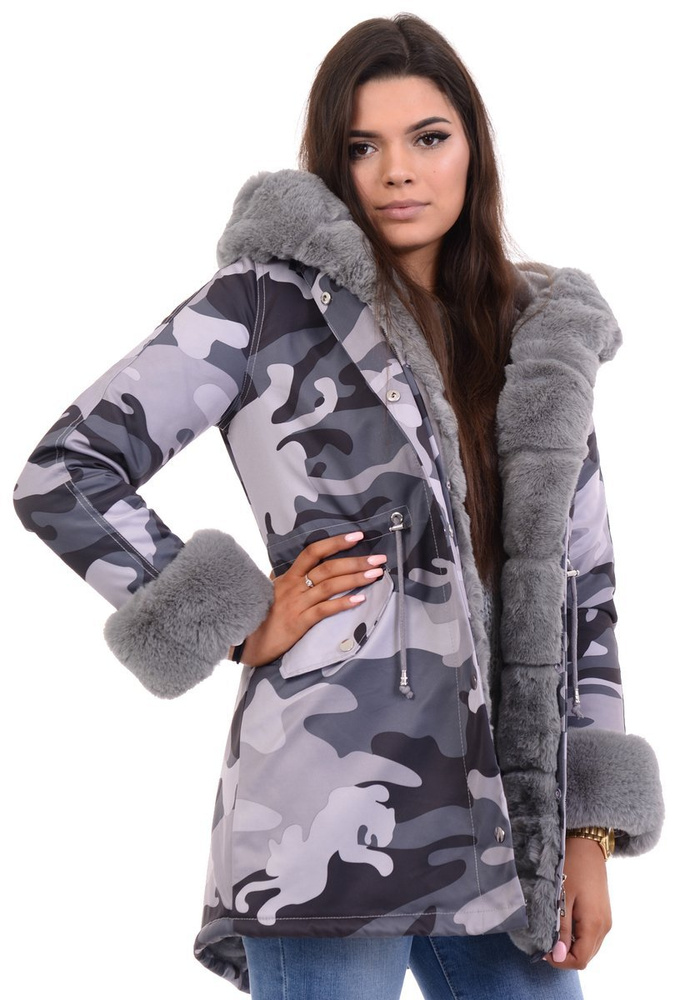 Damska Parka Kurtka Zimowa Moro