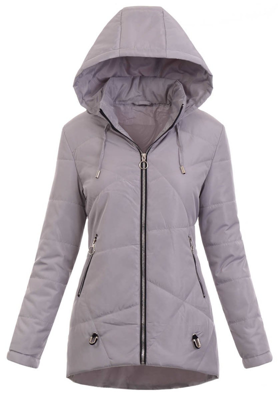 Damska Wiosenno-Jesienna Kurtka Szara