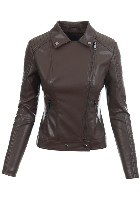 Damska Kurtka Ramoneska Brązowa