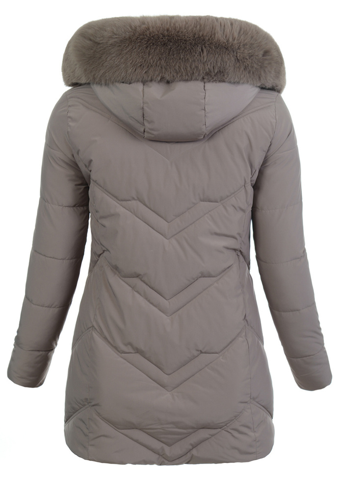 Damska Zimowa Ortalionowa Kurtka Jasno Brązowa