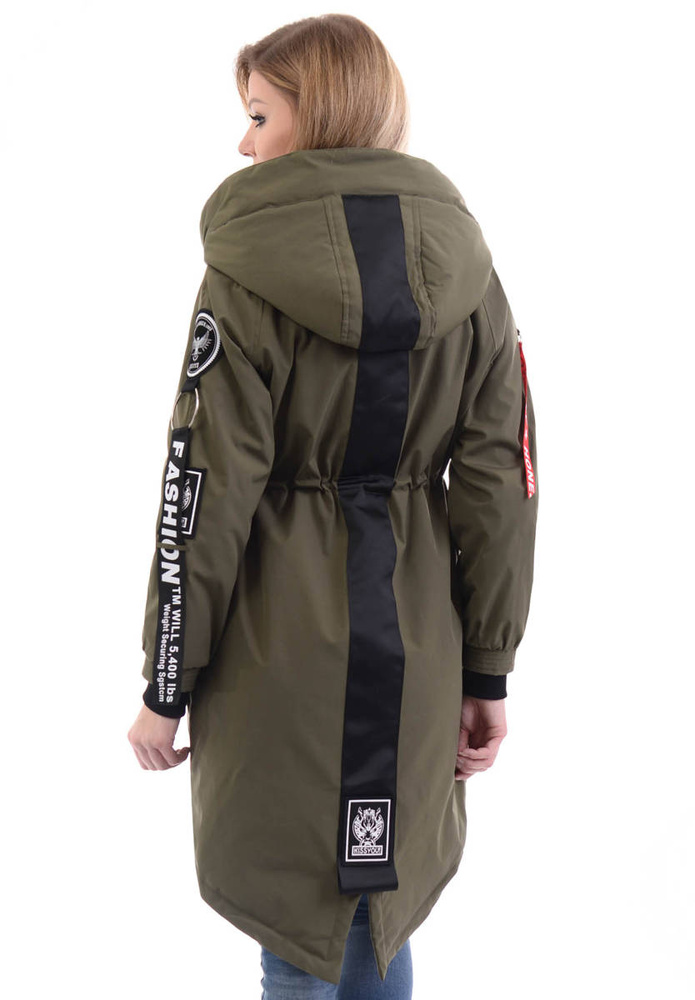 Damska Parka Wiosenna Zielona