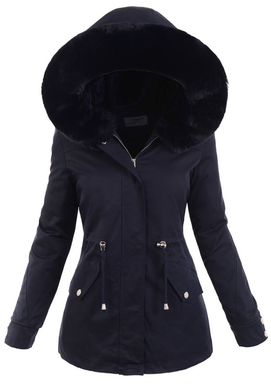 Damska Kurtka Parka Ciemno Granatowa