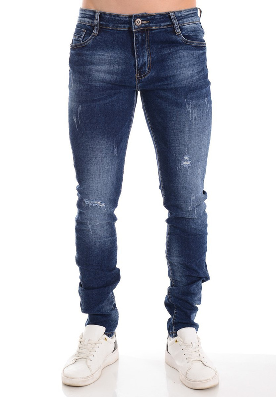 Męskie Spodnie Jeansowe Granatowe