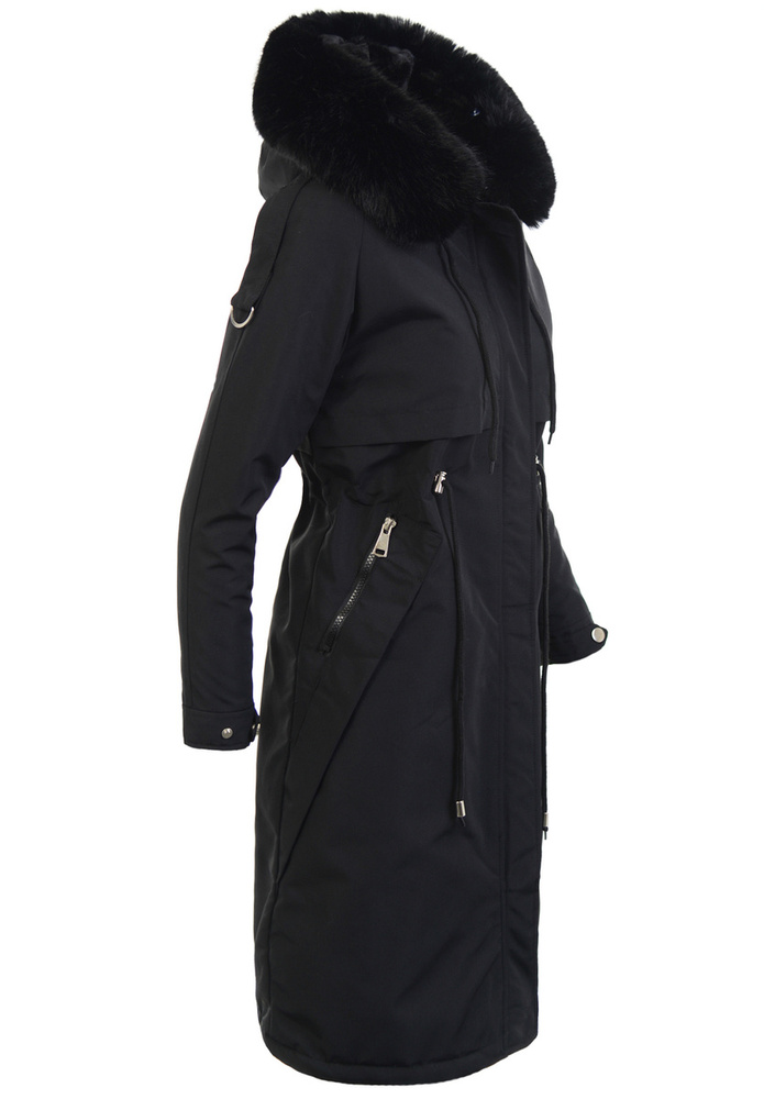 Damska Zimowa Ortalionowa Kurtka Czarna