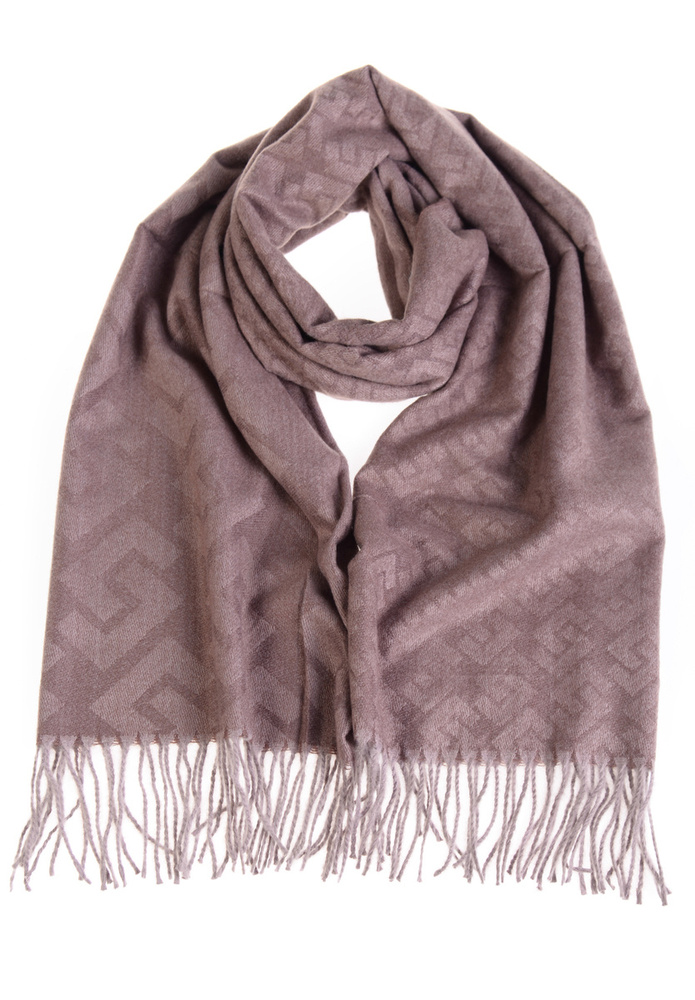 Szal Damski Wzór Geometryczny Brązowy