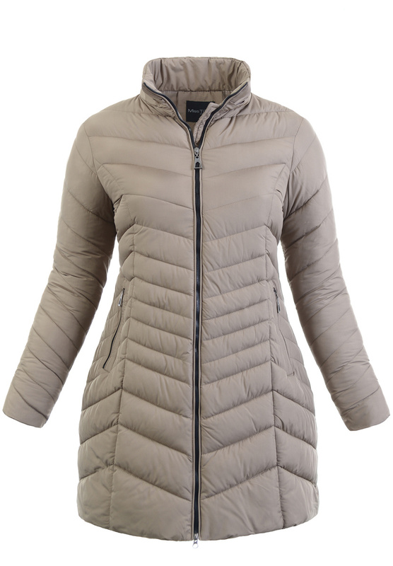 Damska Zimowa Ortalionowa Kurtka Beżowa