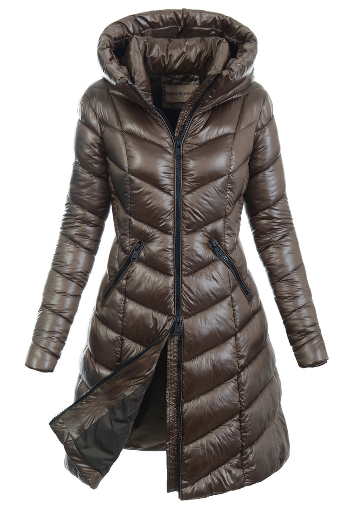Damska Zimowa Ortalionowa Kurtka Brązowa