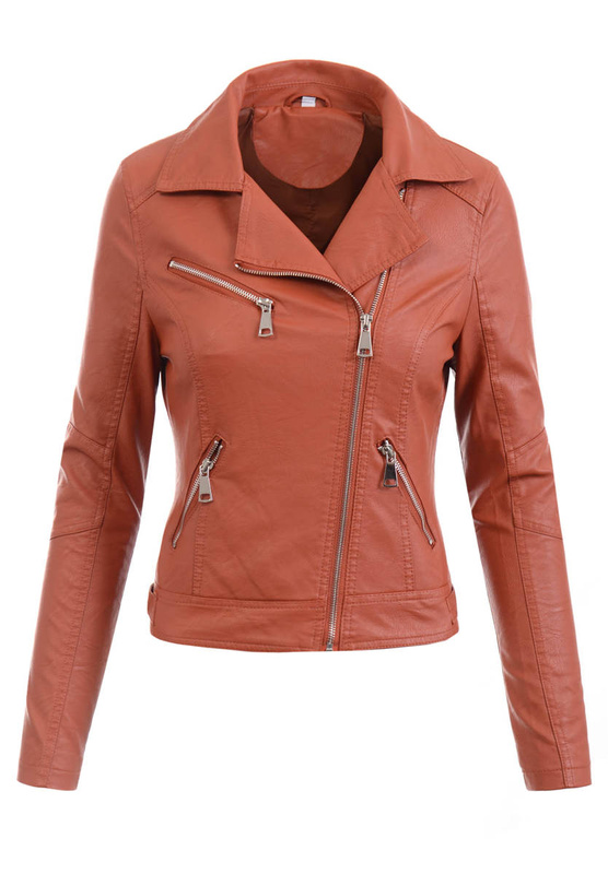 Damska Kurtka Ramoneska Ceglana