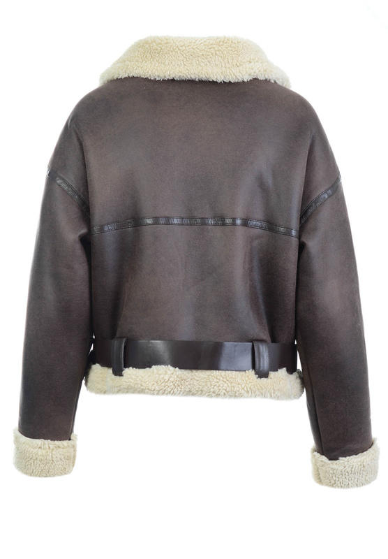 Damska Zimowa Kurtka Kożuszek Brązowy