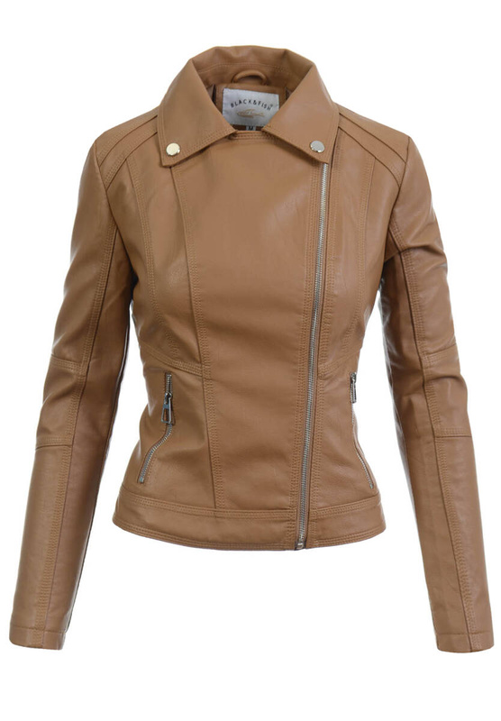 Damska Kurtka Ramoneska Jasno Brązowa