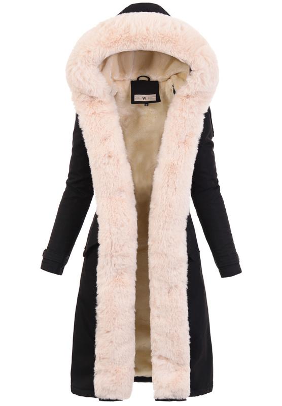 Damska Parka Kurtka Zimowa Czarna