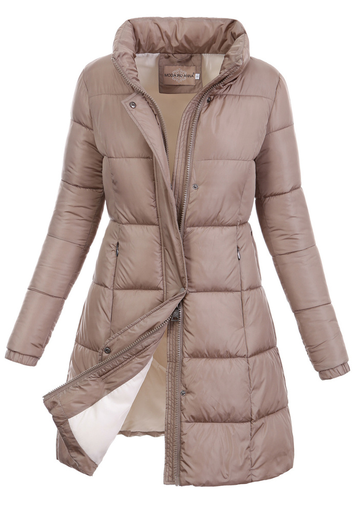 Damska Zimowa Ortalionowa Kurtka Brązowa