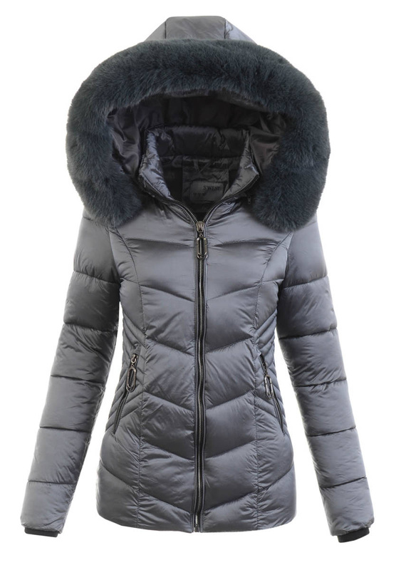 Damska Ortalionowa Zimowa Kurtka Granatowa