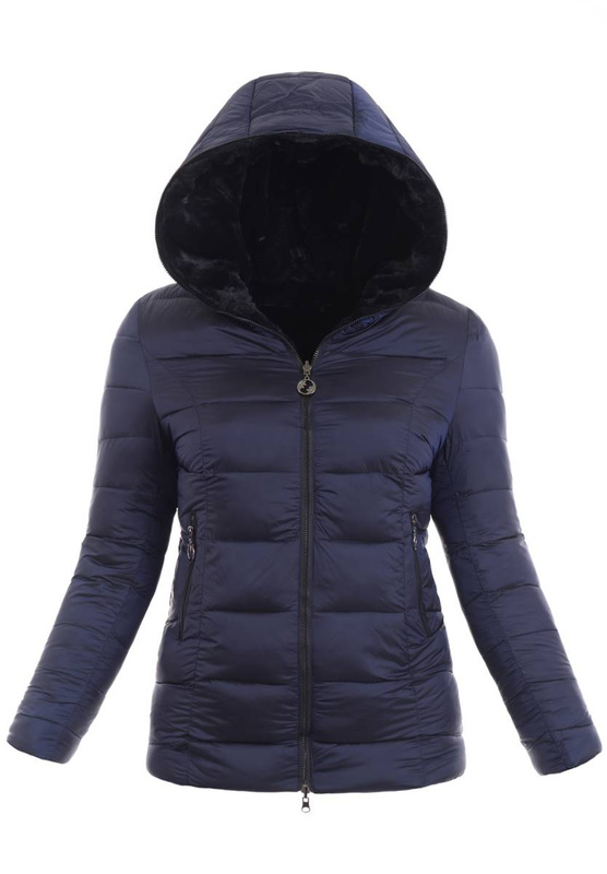Damska Zimowa Dwustronna Kurtka Granatowa
