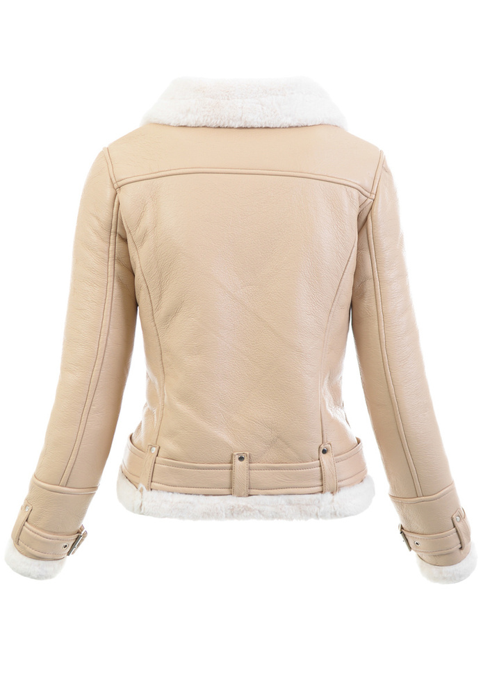Damska Zimowa Kurtka Kożuszek Beżowy