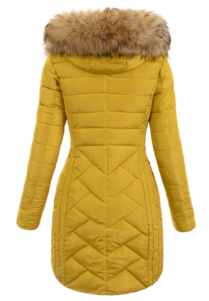 Damska Zimowa Ortalionowa Kurtka Żółta