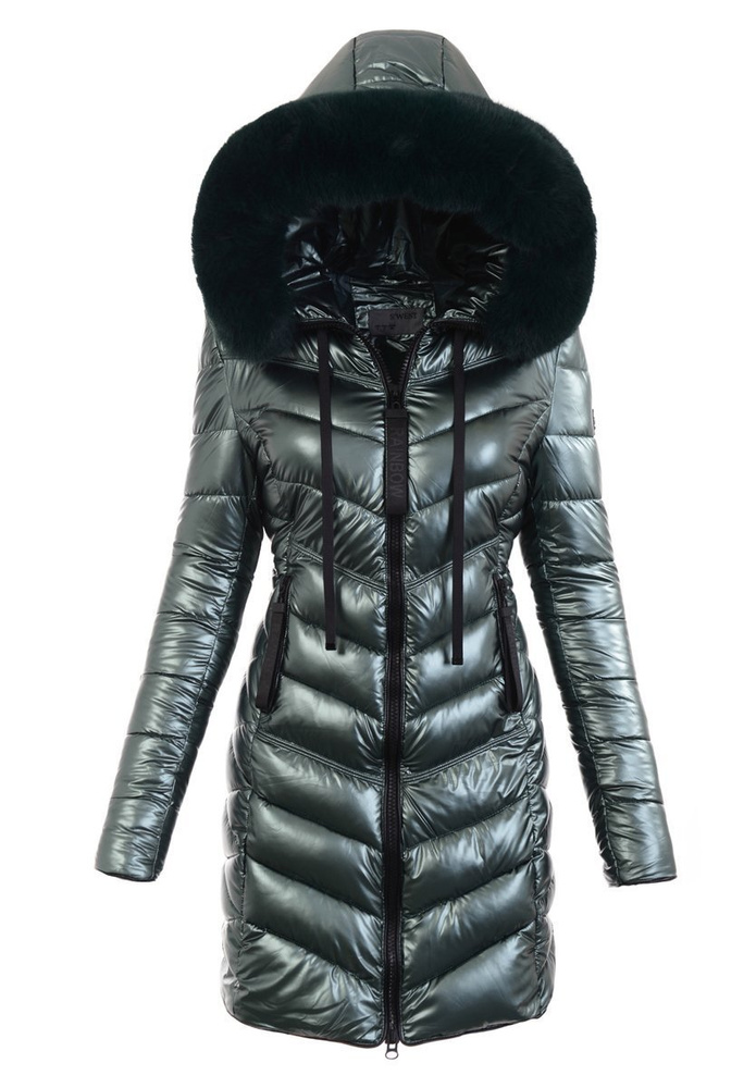 Damska Zimowa Ortalionowa Kurtka Zielona