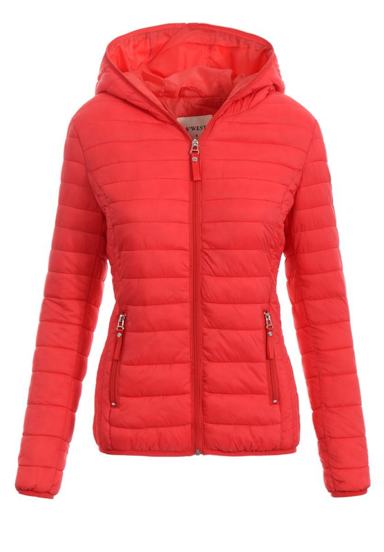 Damska Wiosenno-Jesienna Kurtka Czerwona