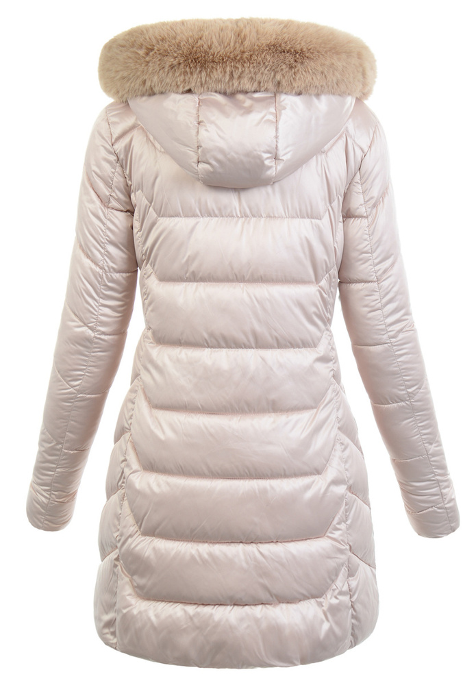Damska Zimowa Ortalionowa Kurtka Perłowo Beżowa