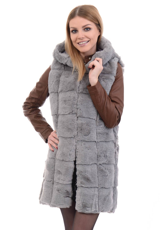 Damska Kamizelka Bezrękawnik Szary