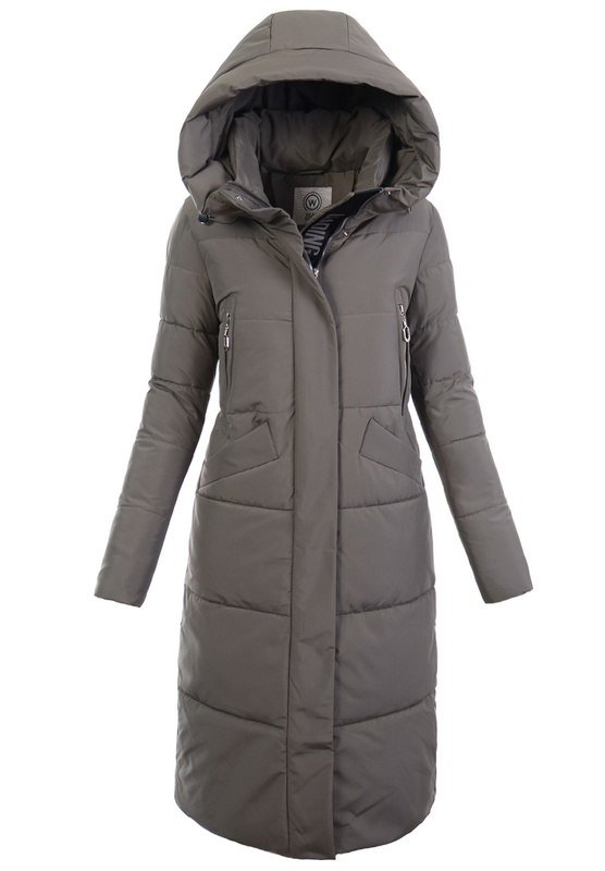 Damska Zimowa Ortalionowa Kurtka Brązowa