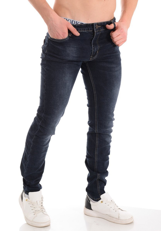 Męskie Spodnie Jeansowe Granatowe