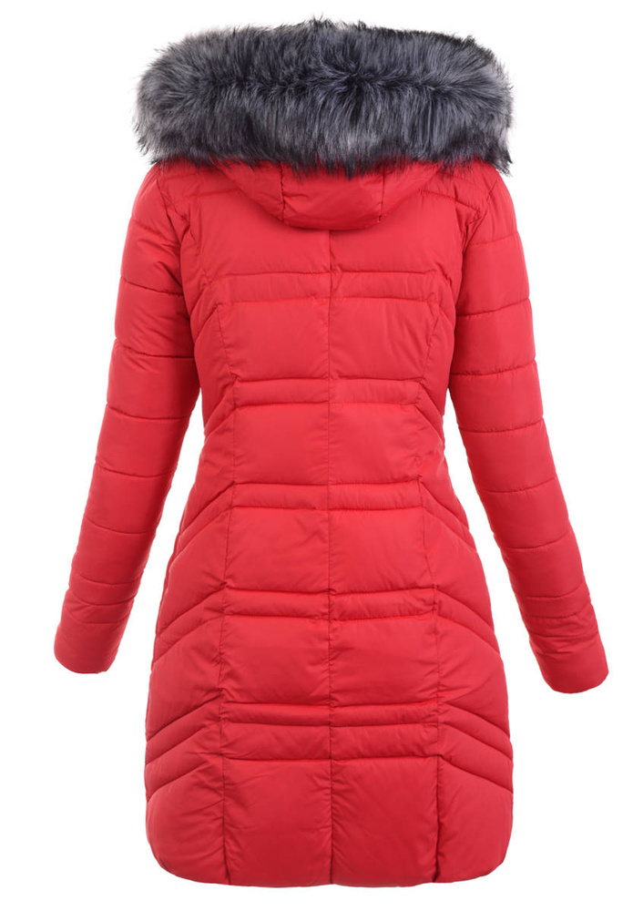 Damska Zimowa Ortalionowa Kurtka Czerwona
