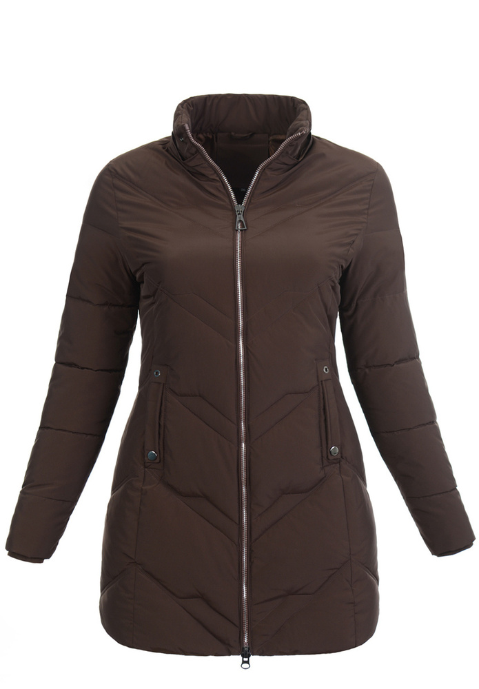 Damska Zimowa Ortalionowa Kurtka Brązowa