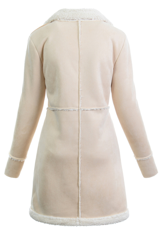 Damska Zimowa Kurtka Kożuszek Beżowy