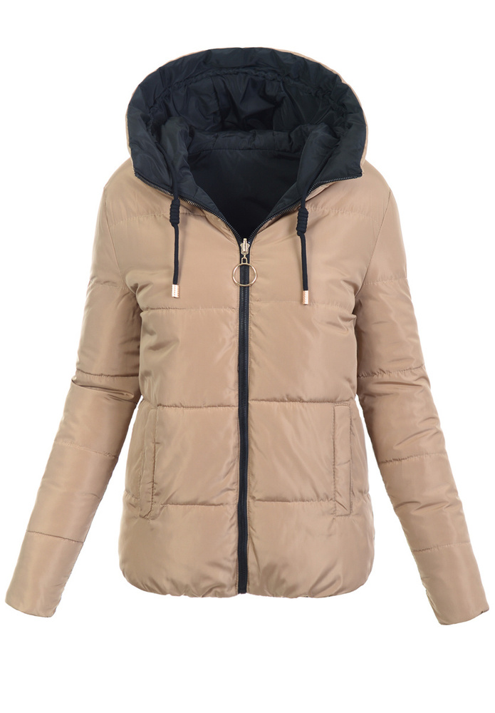 Damska Zimowa Ortalionowa Kurtka Dwustronna Czarna