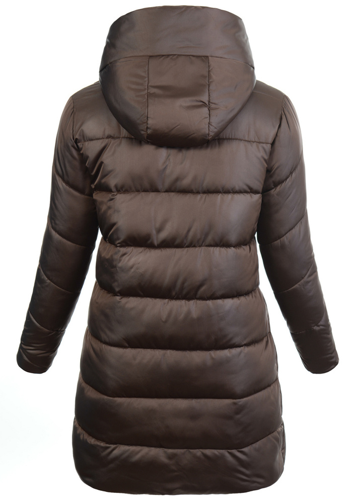 Damska Zimowa Ortalionowa Kurtka Brązowa