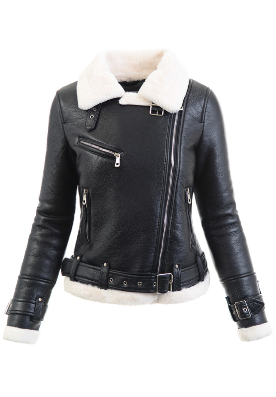 Damska Zimowa Kurtka Kożuszek Czarna