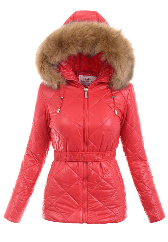 Damska Parka Kurtka 2w1 Zimowa Czerwona