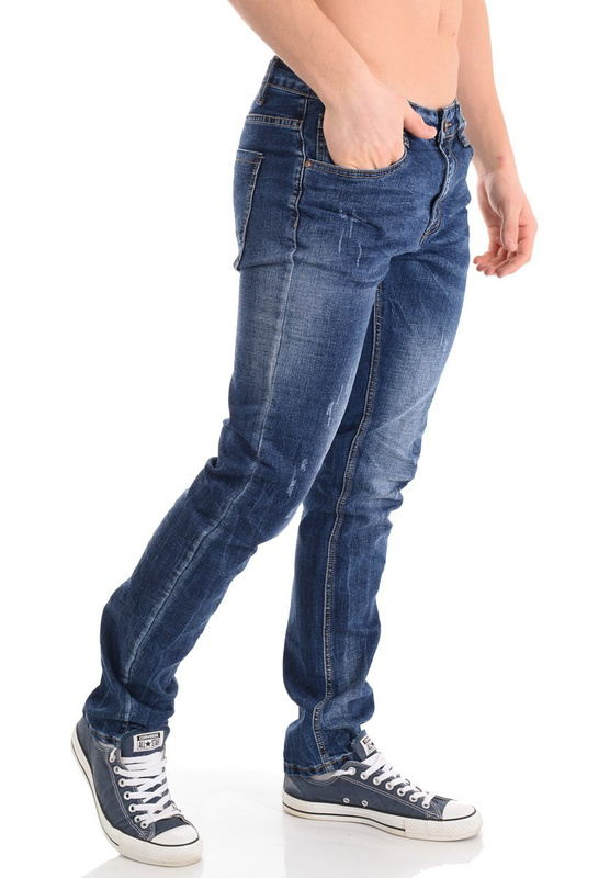 Męskie Spodnie Jeansowe Granatowe