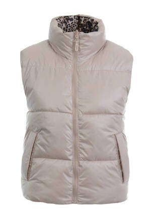 Damska Kamizelka Bezrękawnik Dwustronny Perłowo Beżowy