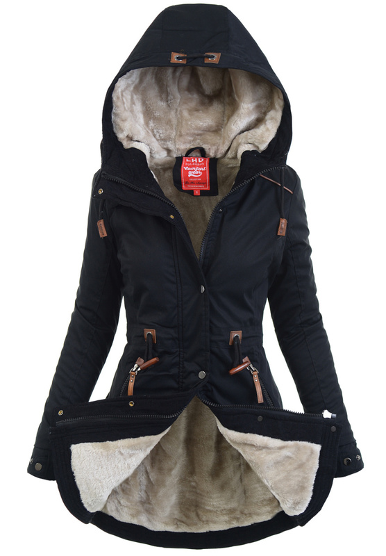 Damska Zimowa Ortalionowa Kurtka Czarna