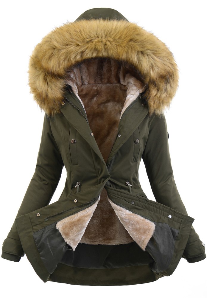 Damska Parka Kurtka 2w1 Zimowa Zielona
