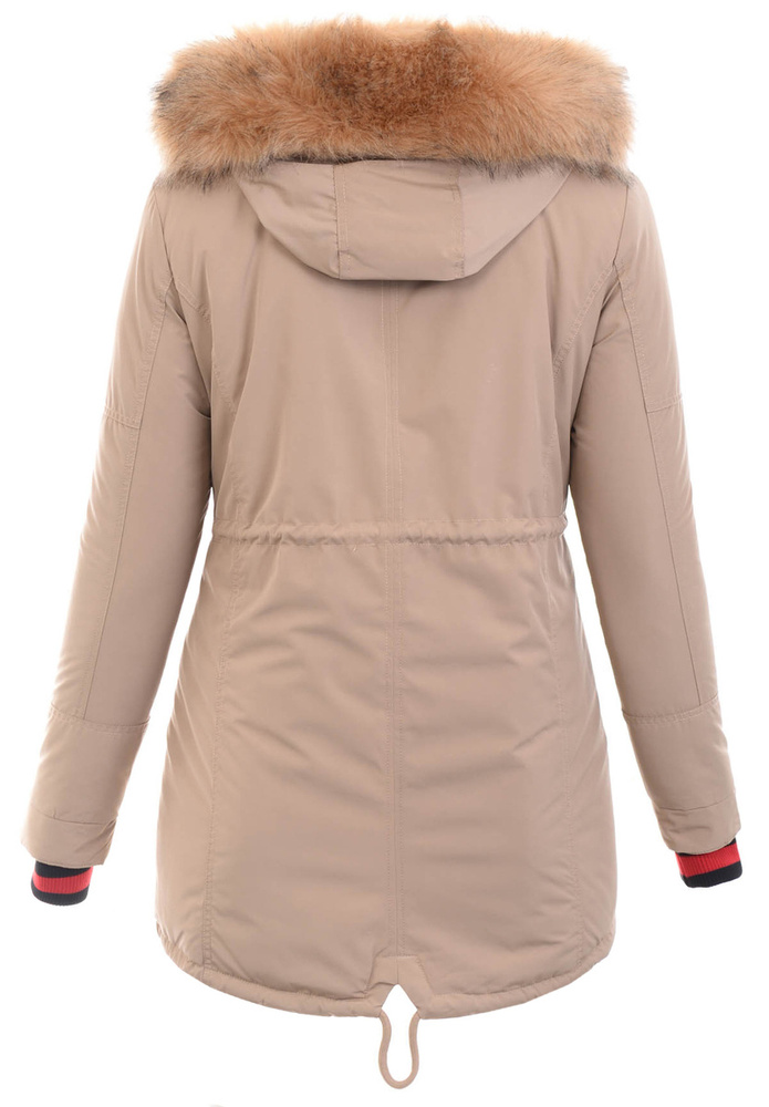 Damska Parka Kurtka Zimowa Beżowa