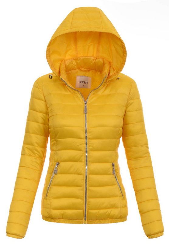 Damska Wiosenno-Jesienna Kurtka Żółta