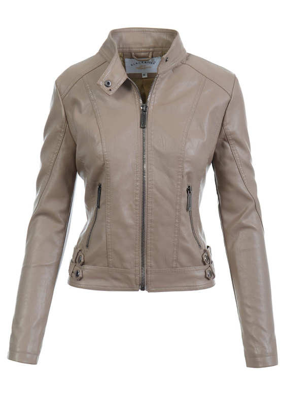 Damska Kurtka Ramoneska Jasno Brązowa