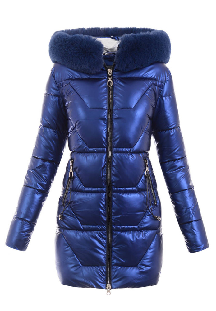 Damska Zimowa Ortalionowa Kurtka Granatowa