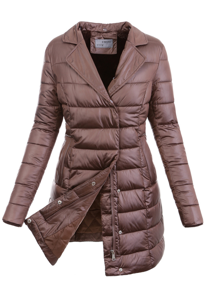 Damska Zimowa Ortalionowa Kurtka Brązowa