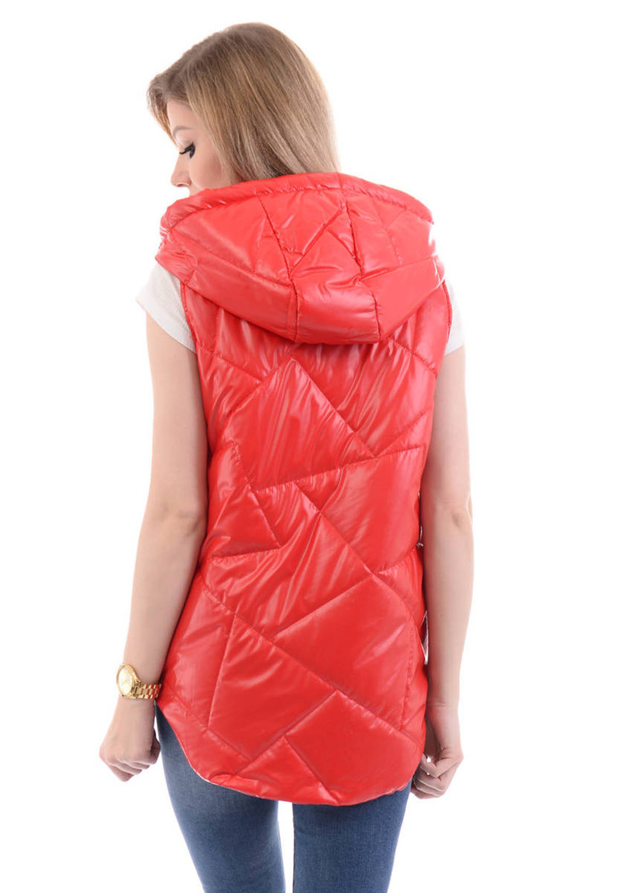 Damska Kamizelka Bezrękawnik Czerwony