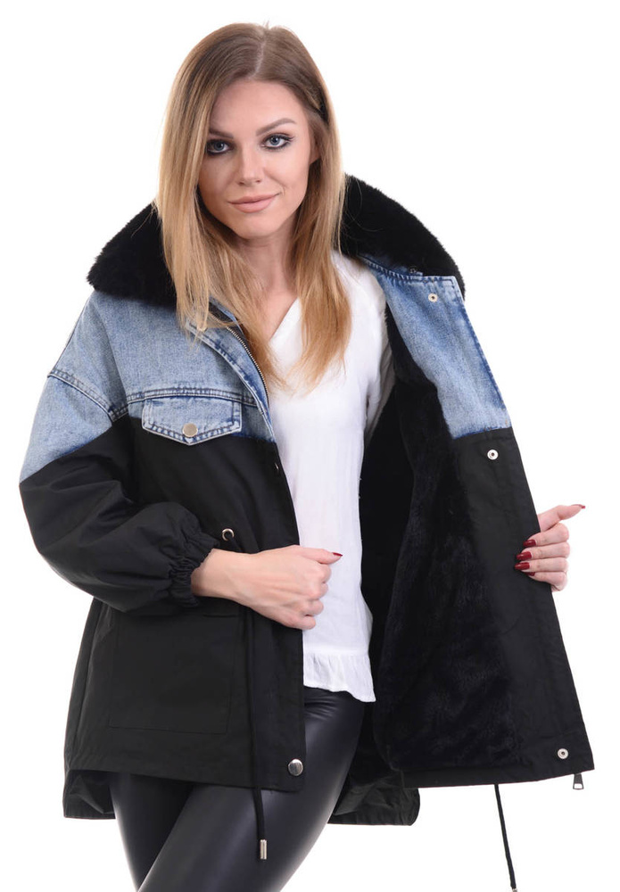 Damska Przejściowa Kurtka Oversize Jeans