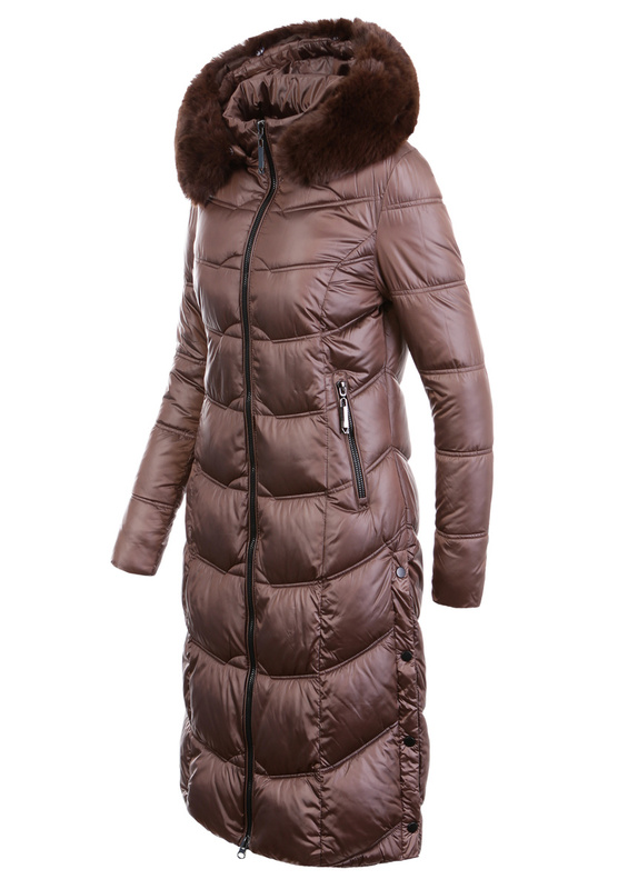 Damska Zimowa Ortalionowa Kurtka Brązowa