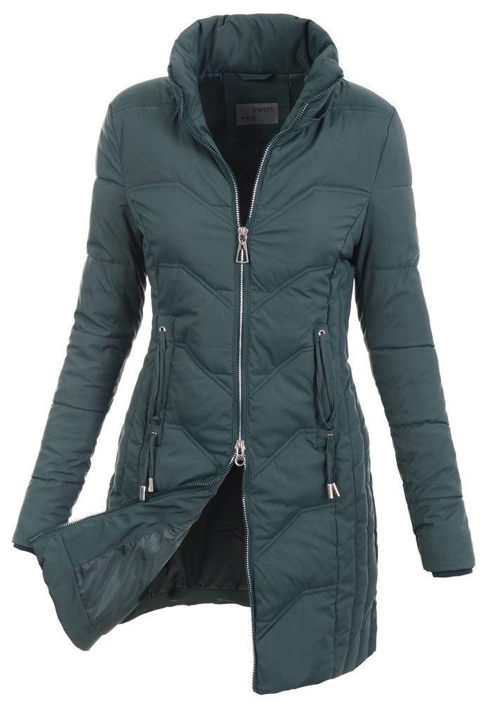 Damska Zimowa Ortalionowa Kurtka Zielona